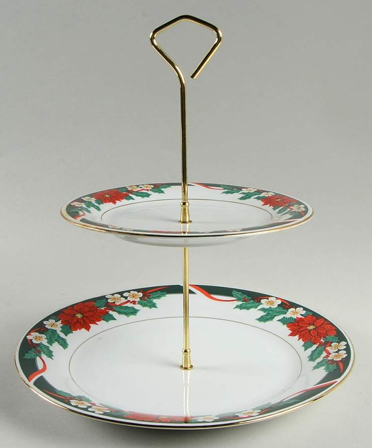 Deck The Halls (Verge) 2 Tiered Serving Tray (Dinner & Salad Plate) by Tienshan-1