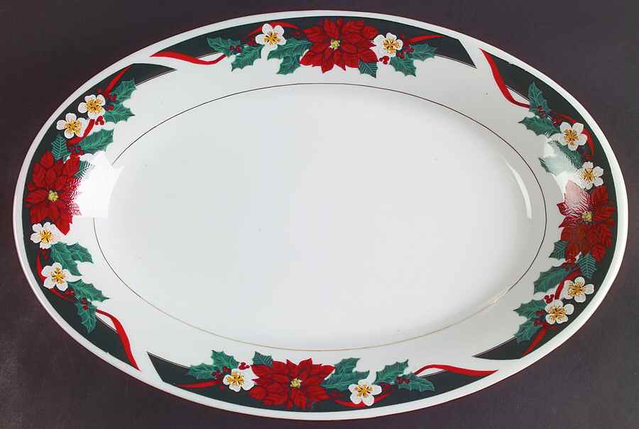 Deck The Halls (Verge) 14" Oval Serving Platter by Tienshan-1