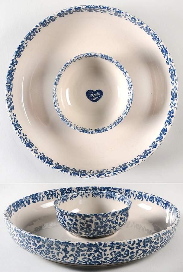Sponge Blue (Animals or Hearts) (2 Piece) Chip & Dip Set by Tienshan-1