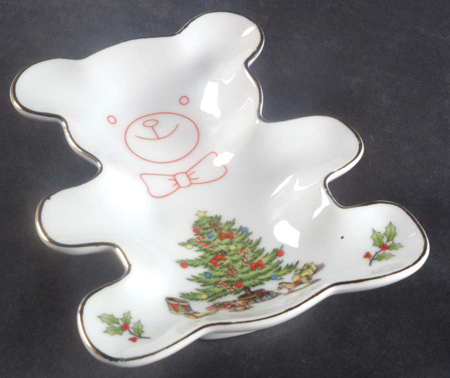 Holiday Hostess (Trim, Gold Band) Teddy Bear Tray by Tienshan-1