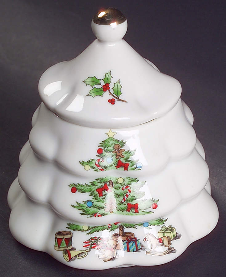 Holiday Hostess (Trim, Gold Band) Mini Sugar Bowl & Lid by Tienshan-1