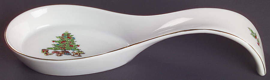 Holiday Hostess (Trim, Gold Band) Spoon Rest/Holder (Holds 1 Spoon) by Tienshan-1