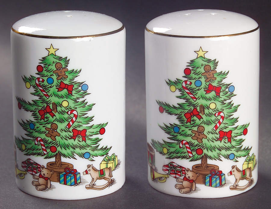 Holiday Hostess (Trim, Gold Band) Salt & Pepper Set by Tienshan-1