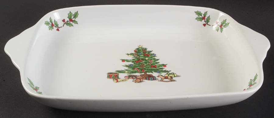 Holiday Hostess (Trim, Gold Band) 16" Rectangular Baker by Tienshan-1