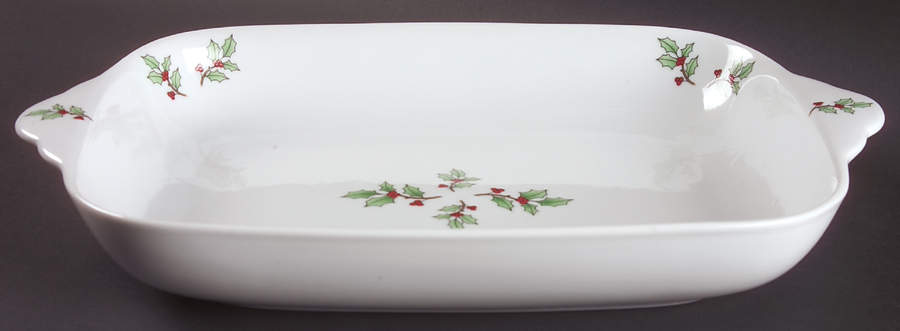 Holiday Hostess (Trim, Gold Band) 13'' Rectangular Baker by Tienshan-1