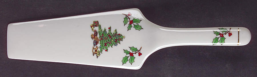 Holiday Hostess (Trim, Gold Band) Solid Ceramic Pie/Cake Server by Tienshan-1