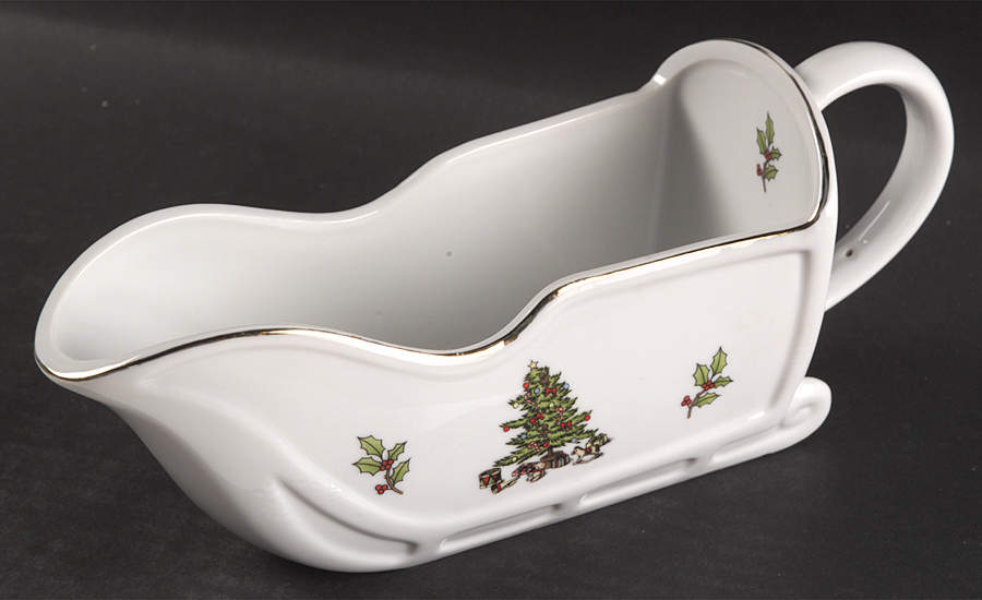 Holiday Hostess (Trim, Gold Band) Gravy Boat by Tienshan-1