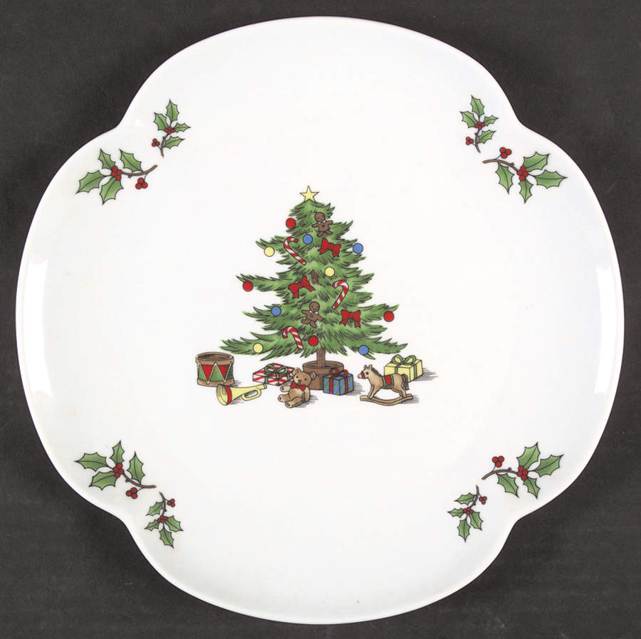 Holiday Hostess (Trim, Gold Band) Cake Plate by Tienshan-1