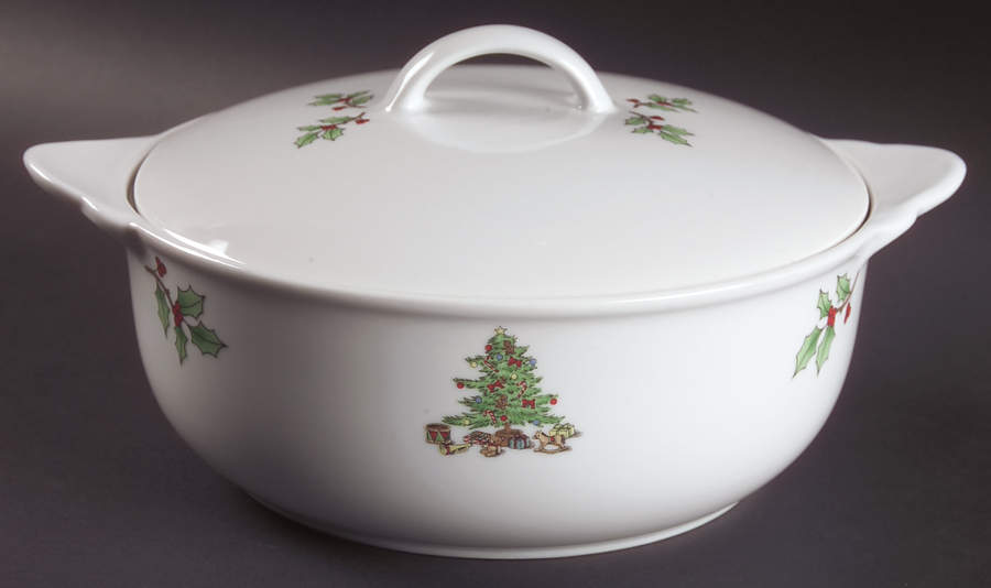 Holiday Hostess (Trim, Gold Band) 1.5 Qt Round Covered Casserole by Tienshan-1
