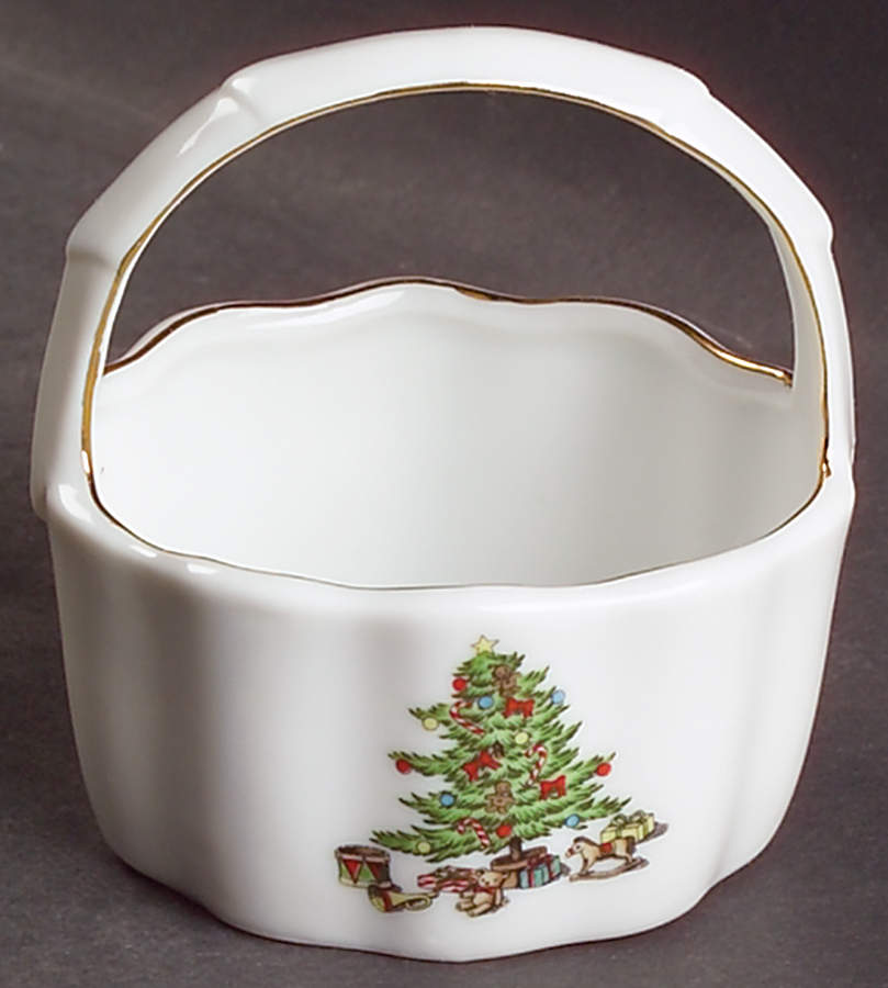 Holiday Hostess (Trim, Gold Band) Small Basket by Tienshan-1