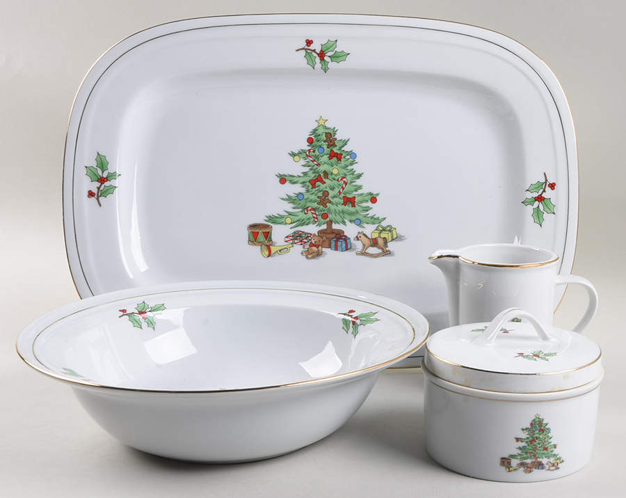 Holiday Hostess (Trim, Gold Band) 5 Piece Hostess Set by Tienshan-1