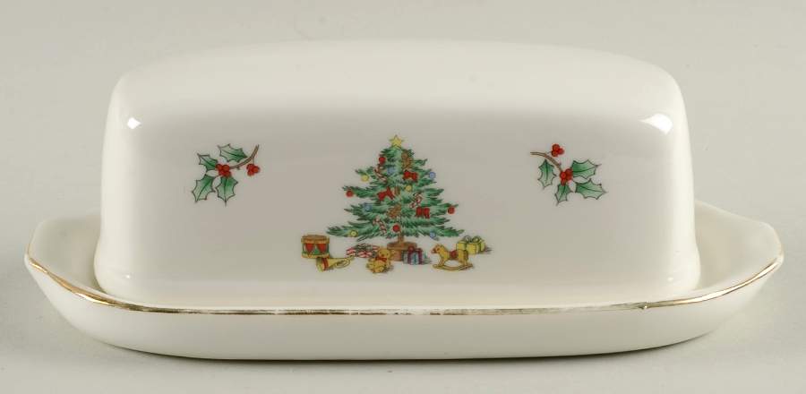 Holiday Hostess (Trim, Gold Band) 1/4 Lb Covered Butter by Tienshan-1