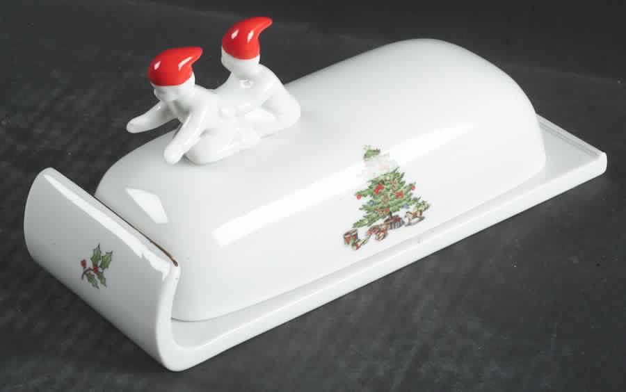 Holiday Hostess (Trim, Gold Band) 1/4 Lb Covered Butter by Tienshan-1