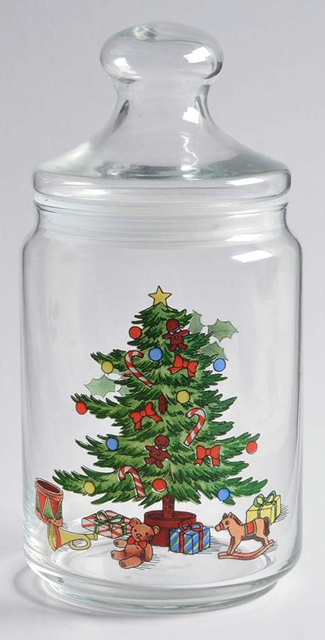 Holiday Hostess (Trim, Gold Band) Large Glassware Storage Jar & Lid by Tienshan-1