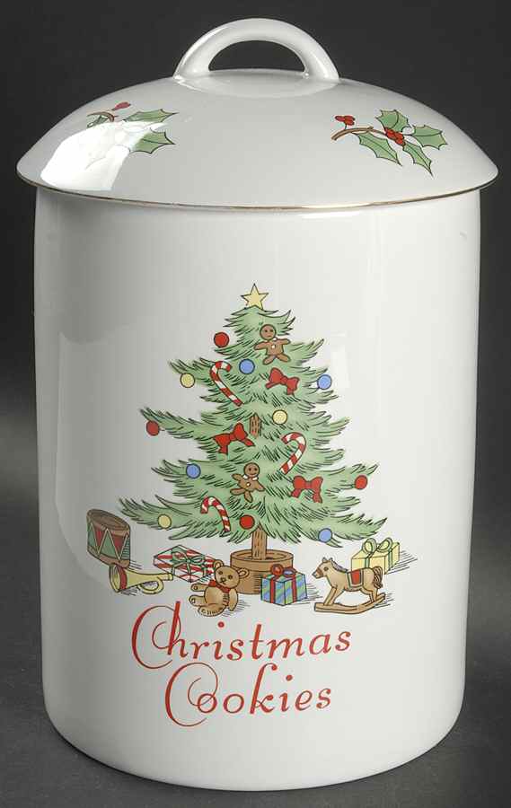 Holiday Hostess (Trim, Gold Band) Cookie Jar & Lid by Tienshan-1