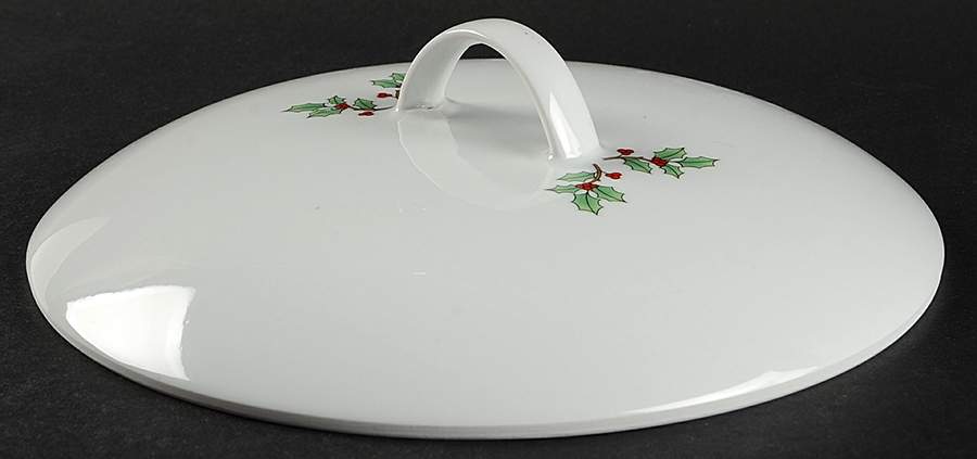 Holiday Hostess (Trim, Gold Band) Lid for 3 Quart Round Casserole by Tienshan-1