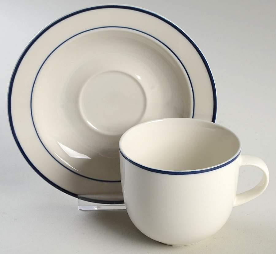 Intro Blue Indigo Flat Cup & Saucer Set by Tienshan-1