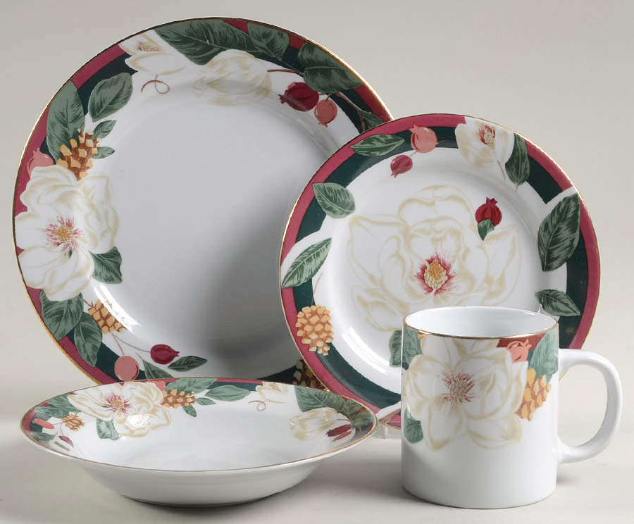 Magnolia 4 Piece Place Setting by Tienshan-1