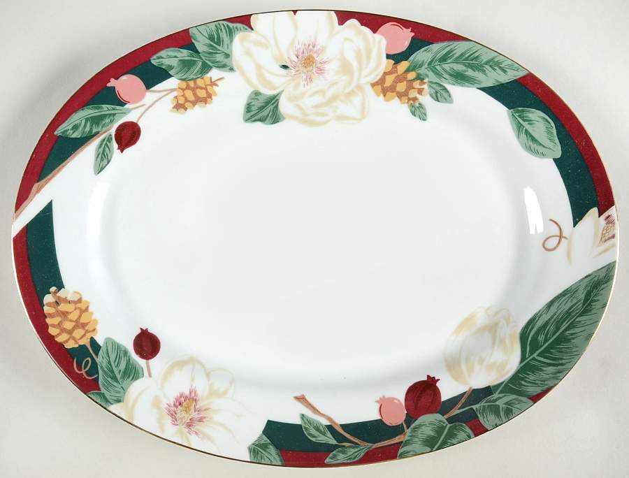 Magnolia 14" Oval Serving Platter by Tienshan-1