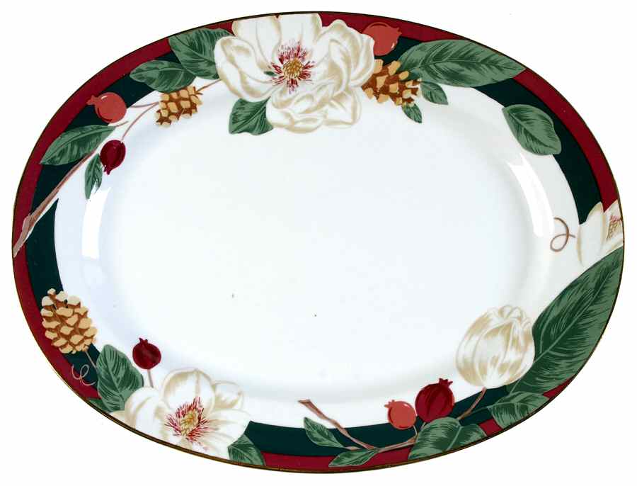 Magnolia 13" Oval Serving Platter by Tienshan-1