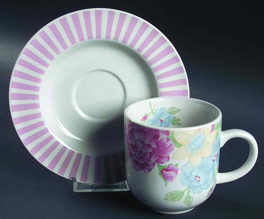 Prima Rosa Flat Cup & Saucer Set by Tienshan-1