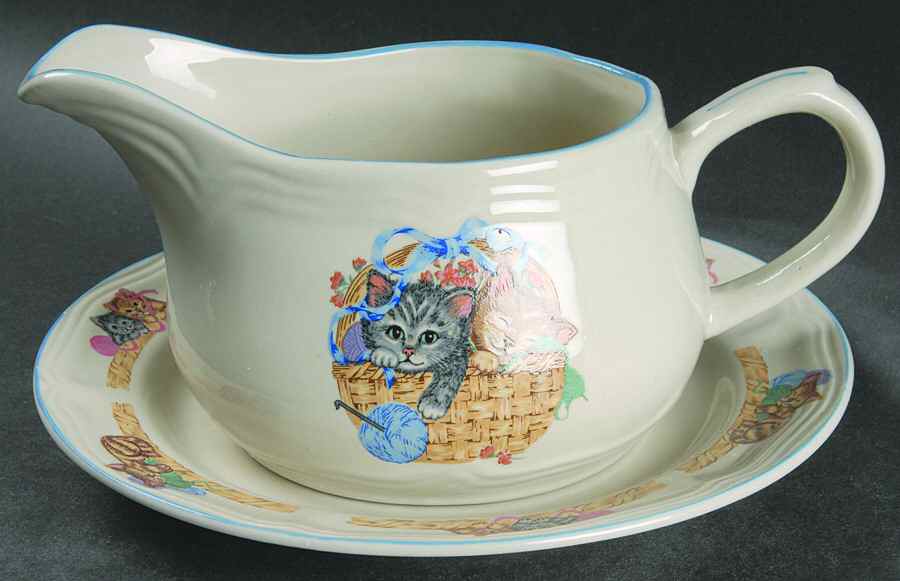 Purrfect Friends Gravy Boat & Underplate by Tienshan-1