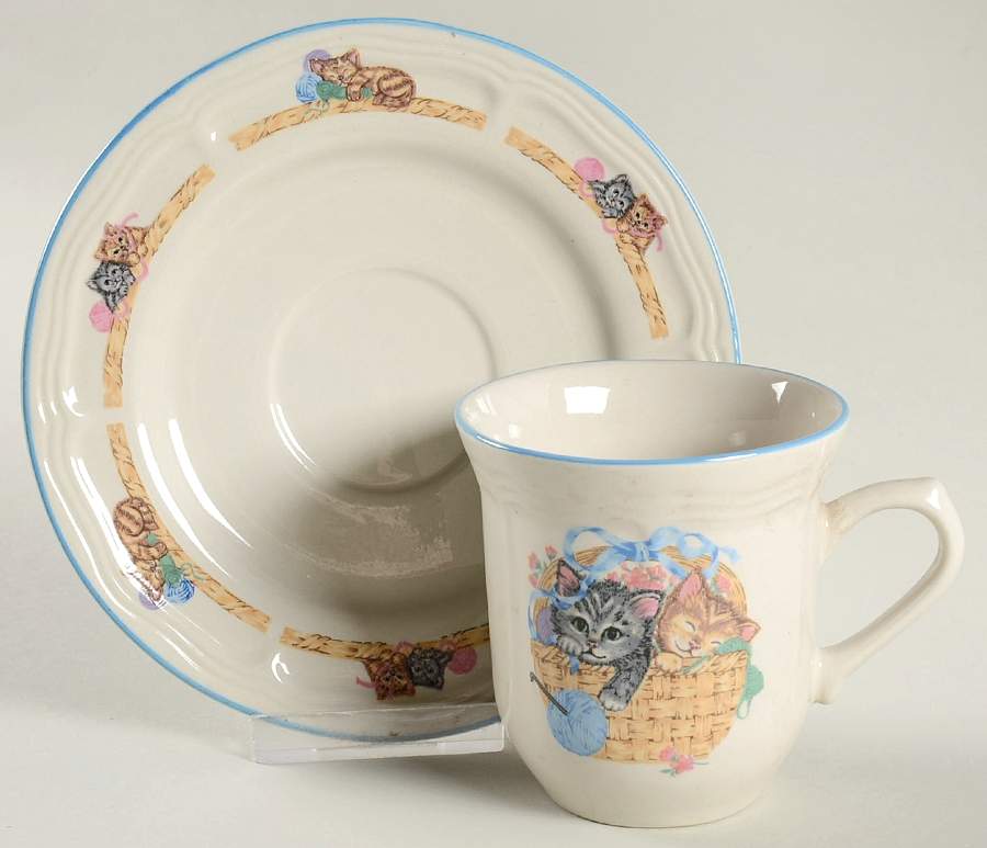 Purrfect Friends Flat Cup & Saucer Set by Tienshan-1
