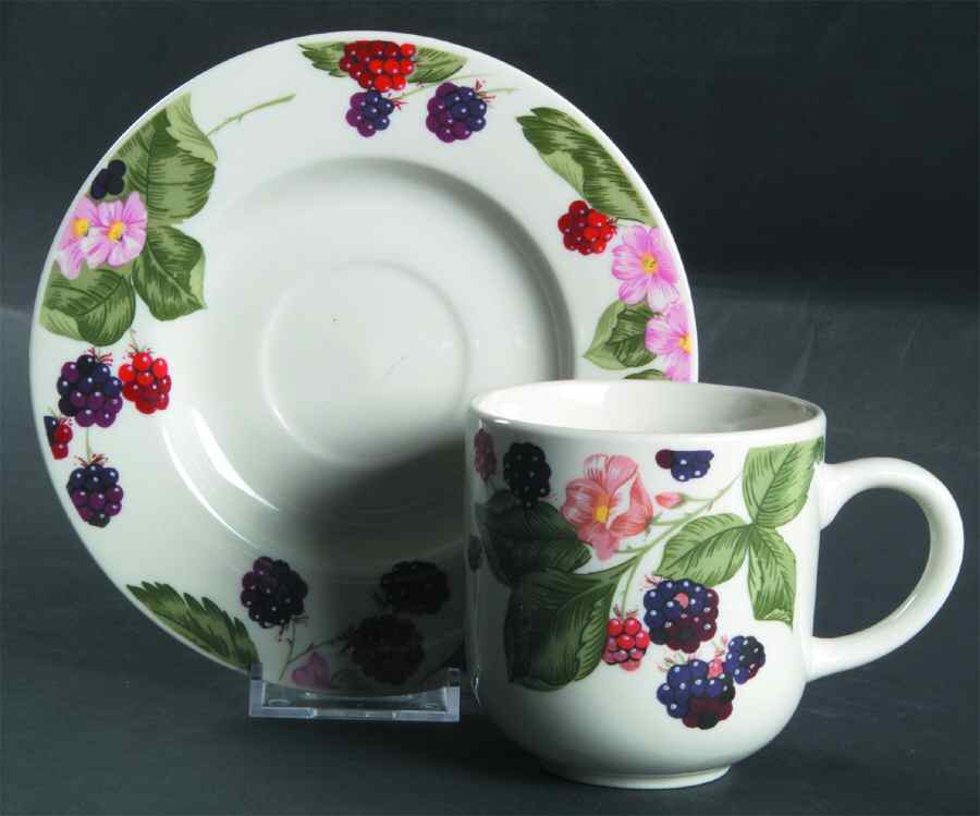 Raspberry Social Flat Cup & Saucer Set by Tienshan-1