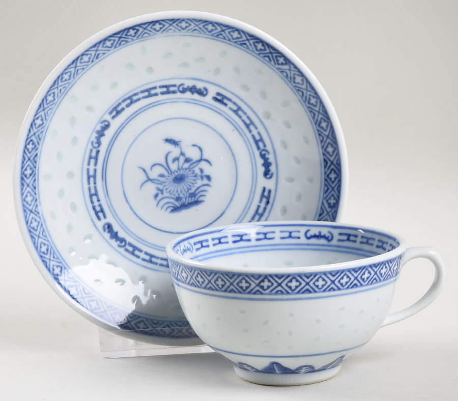 Rice Flower Flat Cup & Saucer Set by Tienshan-1