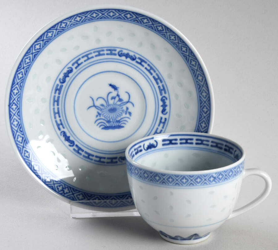 Rice Flower Flat Cup & Saucer Set by Tienshan-1