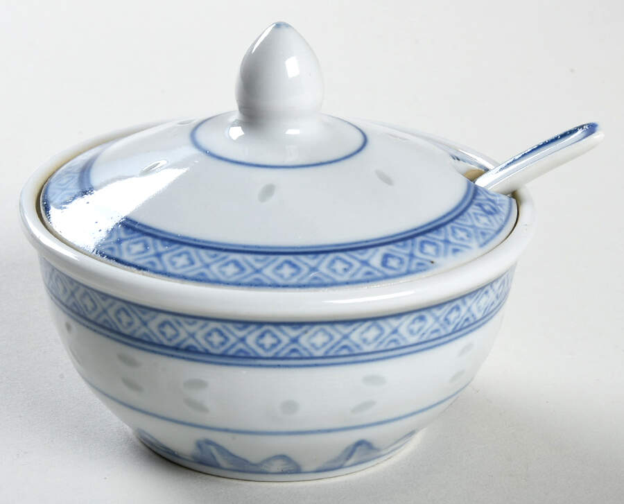 Rice Flower Marmalade Server & Lid w/Spoon by Tienshan-1