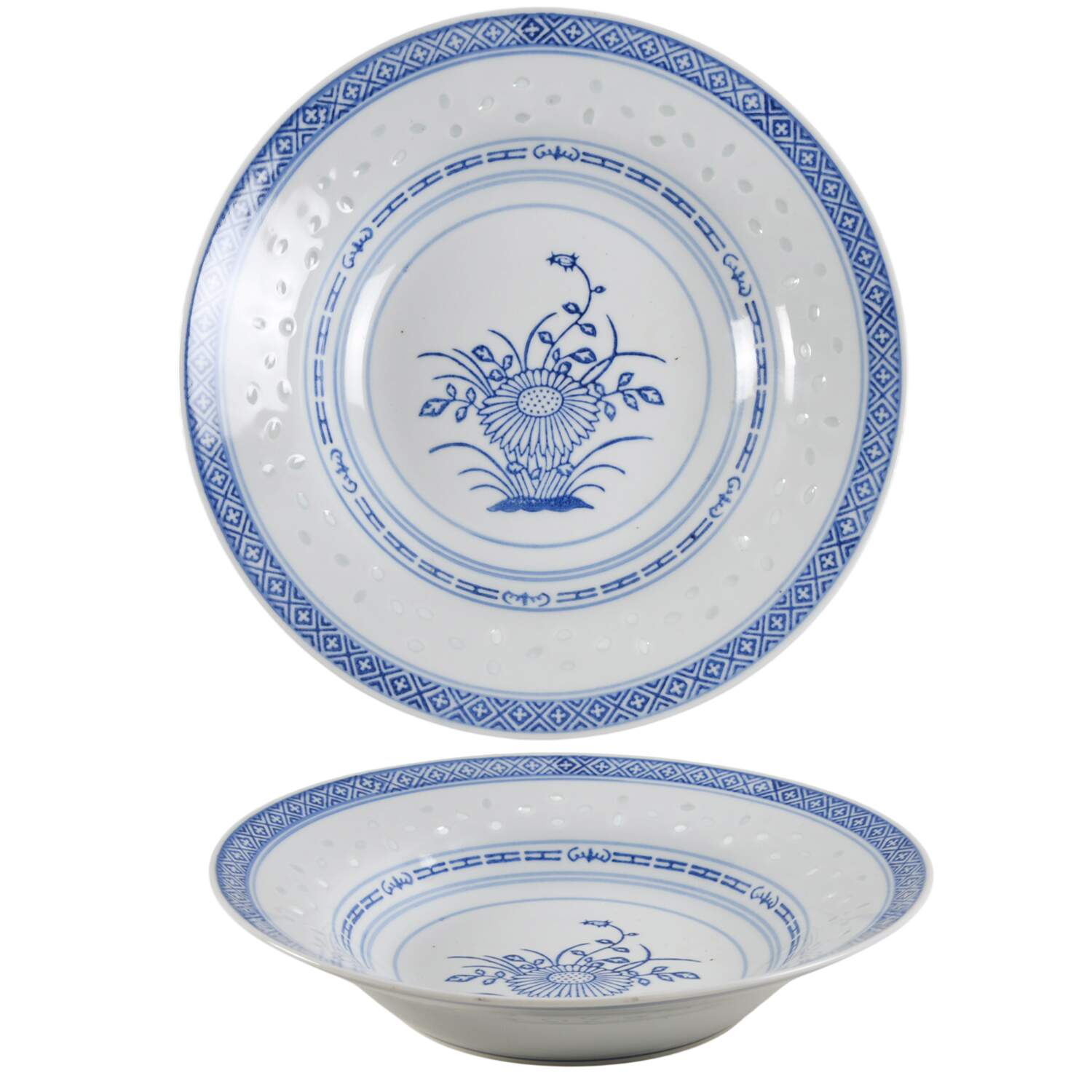 Rice Flower Rim Soup Bowl by Tienshan-1