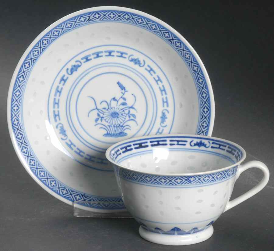 Rice Flower Footed Cup & Saucer Set by Tienshan-1