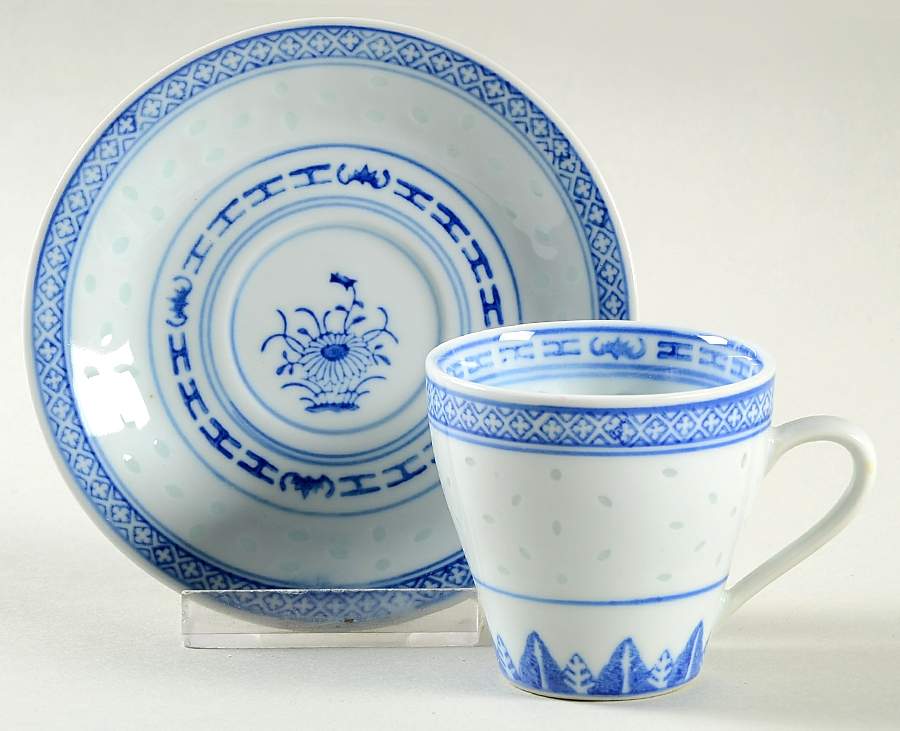 Rice Flower Flat Demitasse Cup & Saucer Set by Tienshan-1