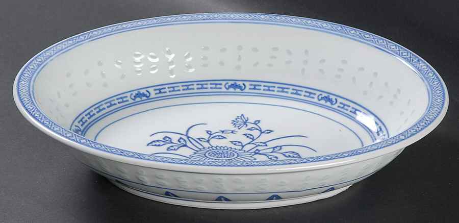 Rice Flower 10" Oval Vegetable Bowl by Tienshan-1
