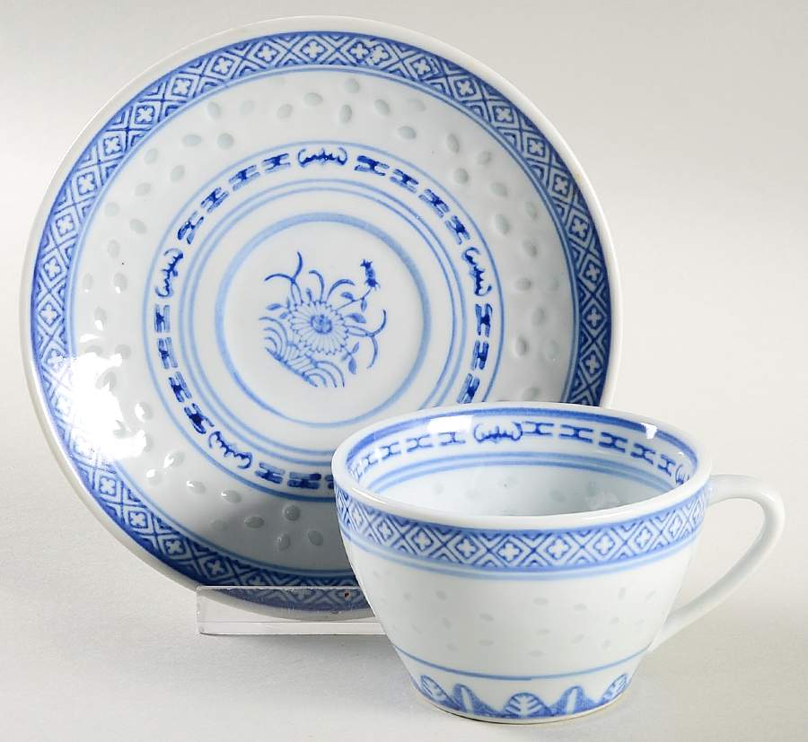 Rice Flower Flat Cup & Saucer Set by Tienshan-1