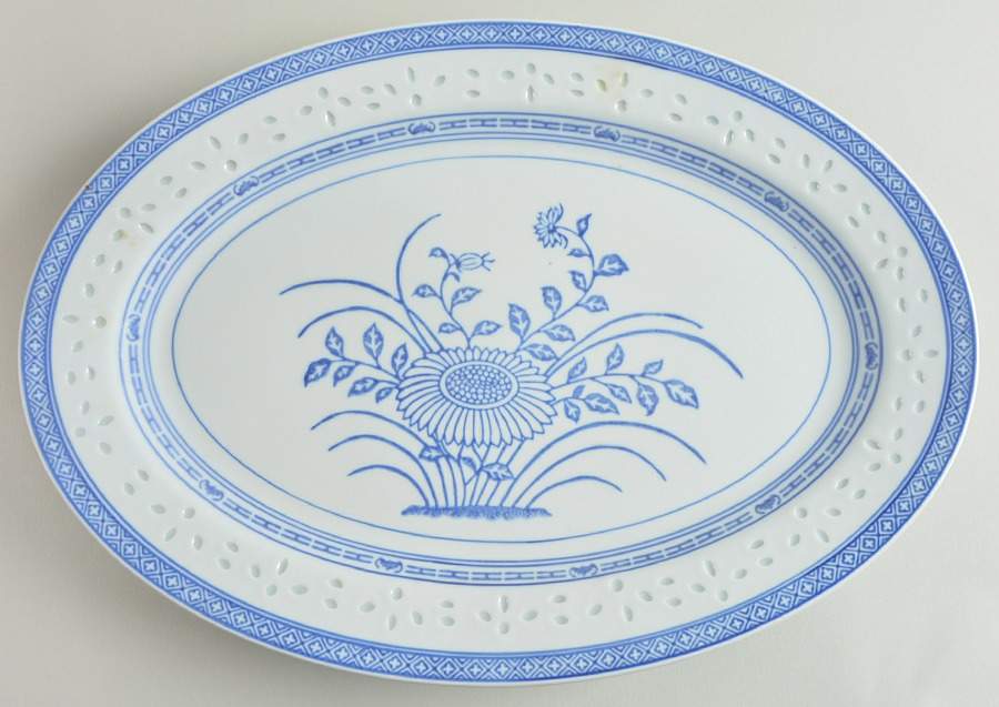 Rice Flower 15" Oval Serving Platter by Tienshan-1