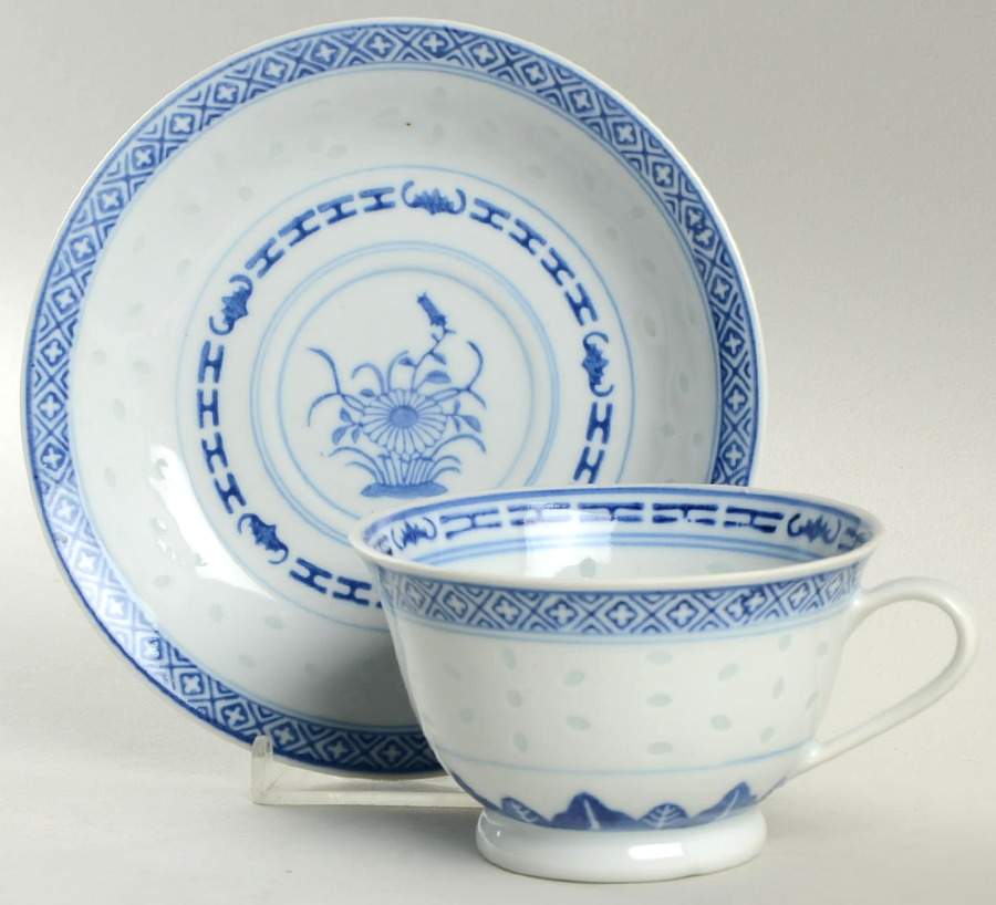 Rice Flower Footed Cup & Saucer Set by Tienshan-1