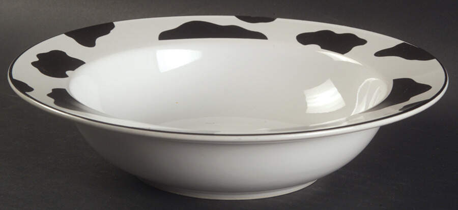 Spotted Cow (White) Rim Soup Bowl by Tienshan-1