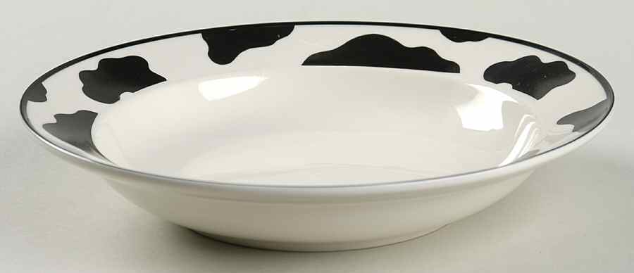 Spotted Cow (White) Rim Soup Bowl by Tienshan-1
