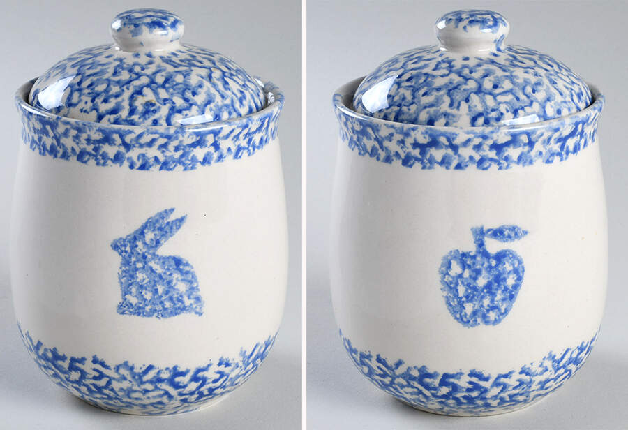 Sponge Blue (Animals or Hearts) Small Canister & Lid by Tienshan-1