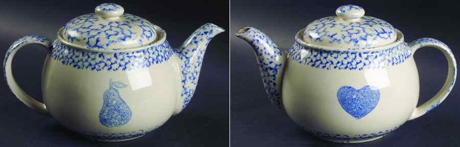 Sponge Blue (Animals or Hearts) Teapot & Lid by Tienshan-1