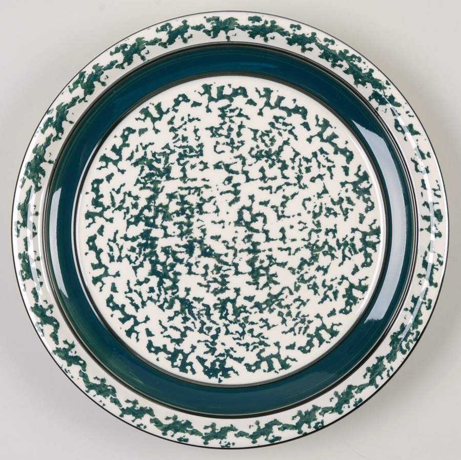 Sponge Green (Black Edge) Dinner Plate by Tienshan-1