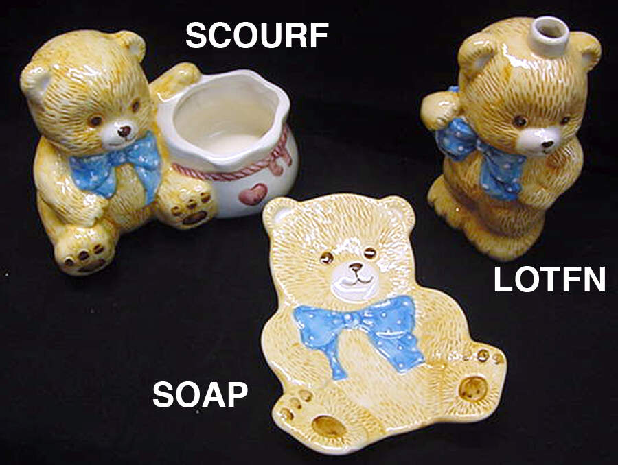 Theodore Bear (3 Pc) Figural Kitchen Companion Set (Lotion, Soap & Scour Pad Holder) by Tienshan-1