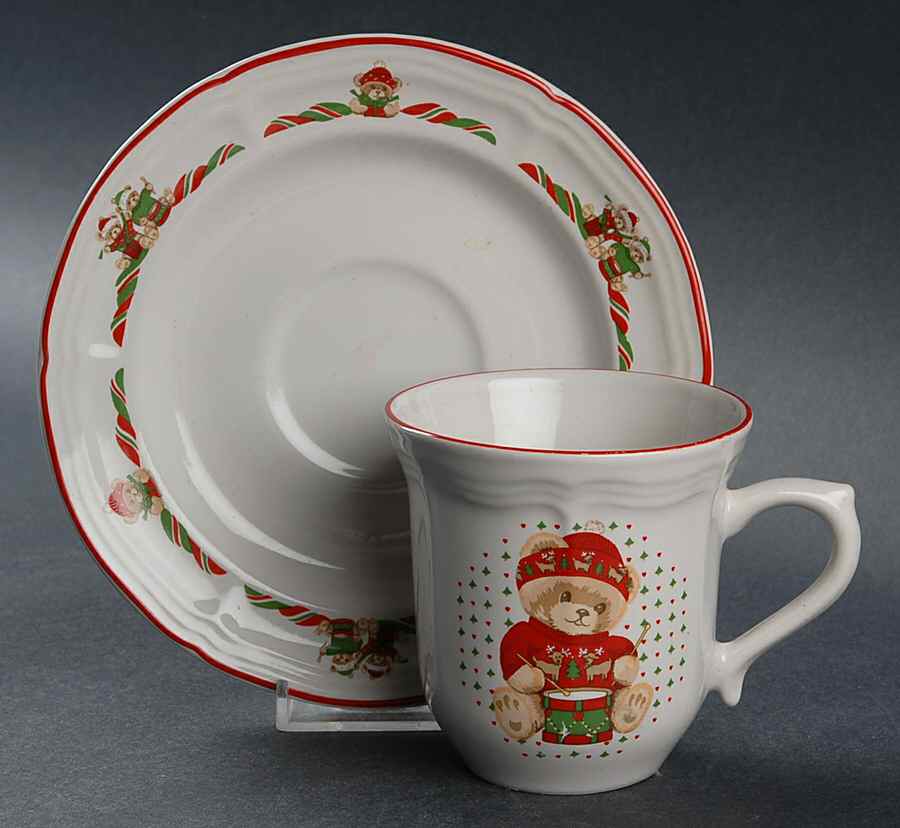 Theodore Bear's Christmas Flat Cup & Saucer Set by Tienshan-1