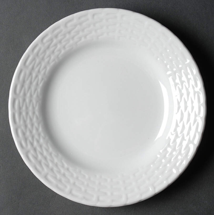 White Wicker Salad Plate by Tienshan-1
