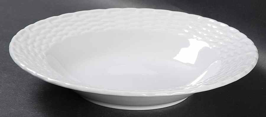White Wicker Rim Soup Bowl by Tienshan-1