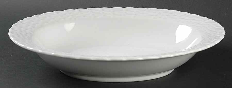 White Wicker 10" Oval Vegetable Bowl by Tienshan-1
