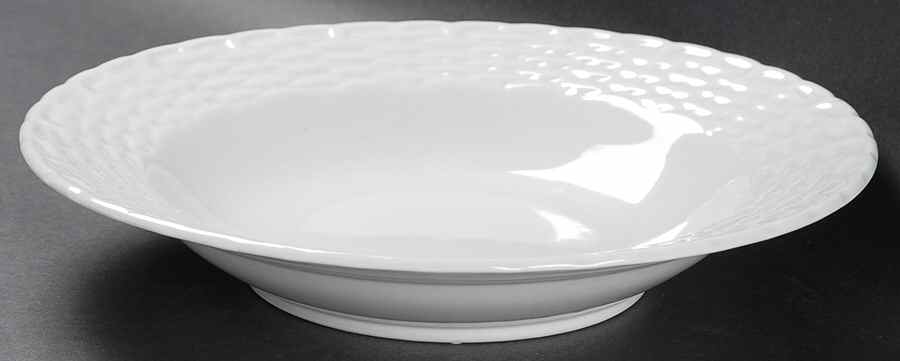 White Wicker Rim Soup Bowl by Tienshan-1