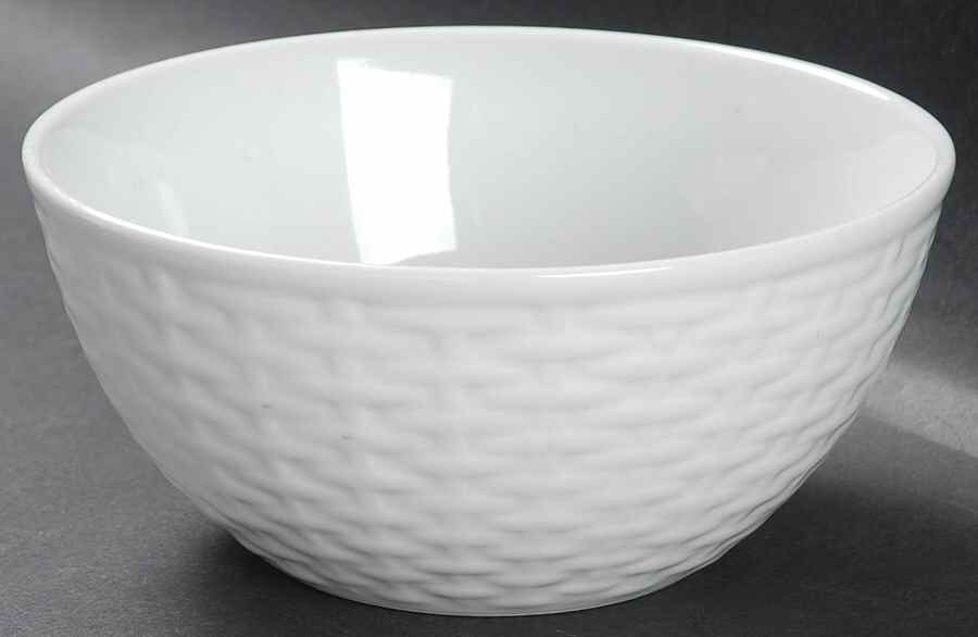 White Wicker Coupe Cereal Bowl by Tienshan-1